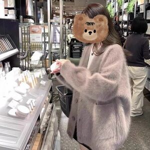 Women's Fuzzy Gray Coat